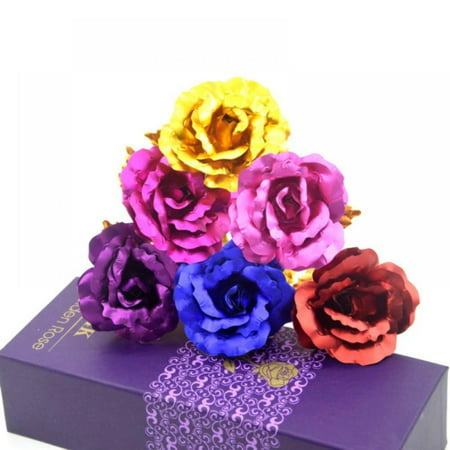 Birthday Anniversary Purple Artificial Rose Flower Gifts for Her,Valentines Day Gifts,Rainbow Rose Flower Present with Gift Package Box Great Valentines Gift Idea for Women,Valentine's Day,Mom Gifts 